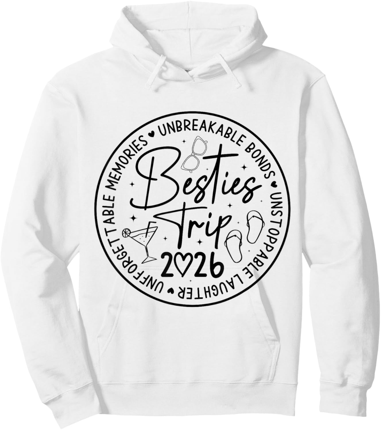 Besties Trip 2026 Memories Girl Trip Friends Vacation Retro Hoodie - Hoodie | White