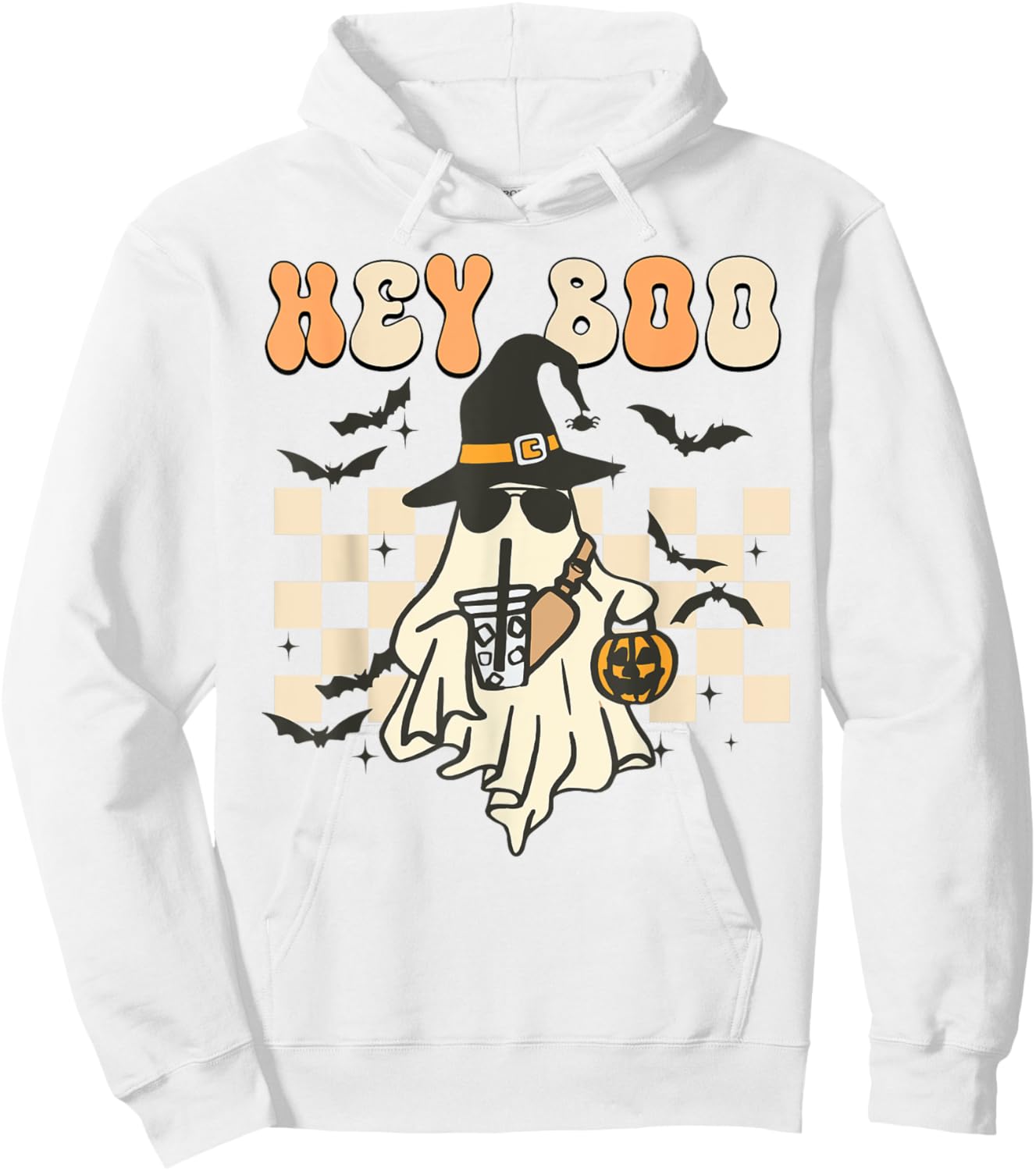 Funny Hey-Boo Shirt Toddler Boy Men Halloween Ghost Coffee Hoodie - Hoodie | White