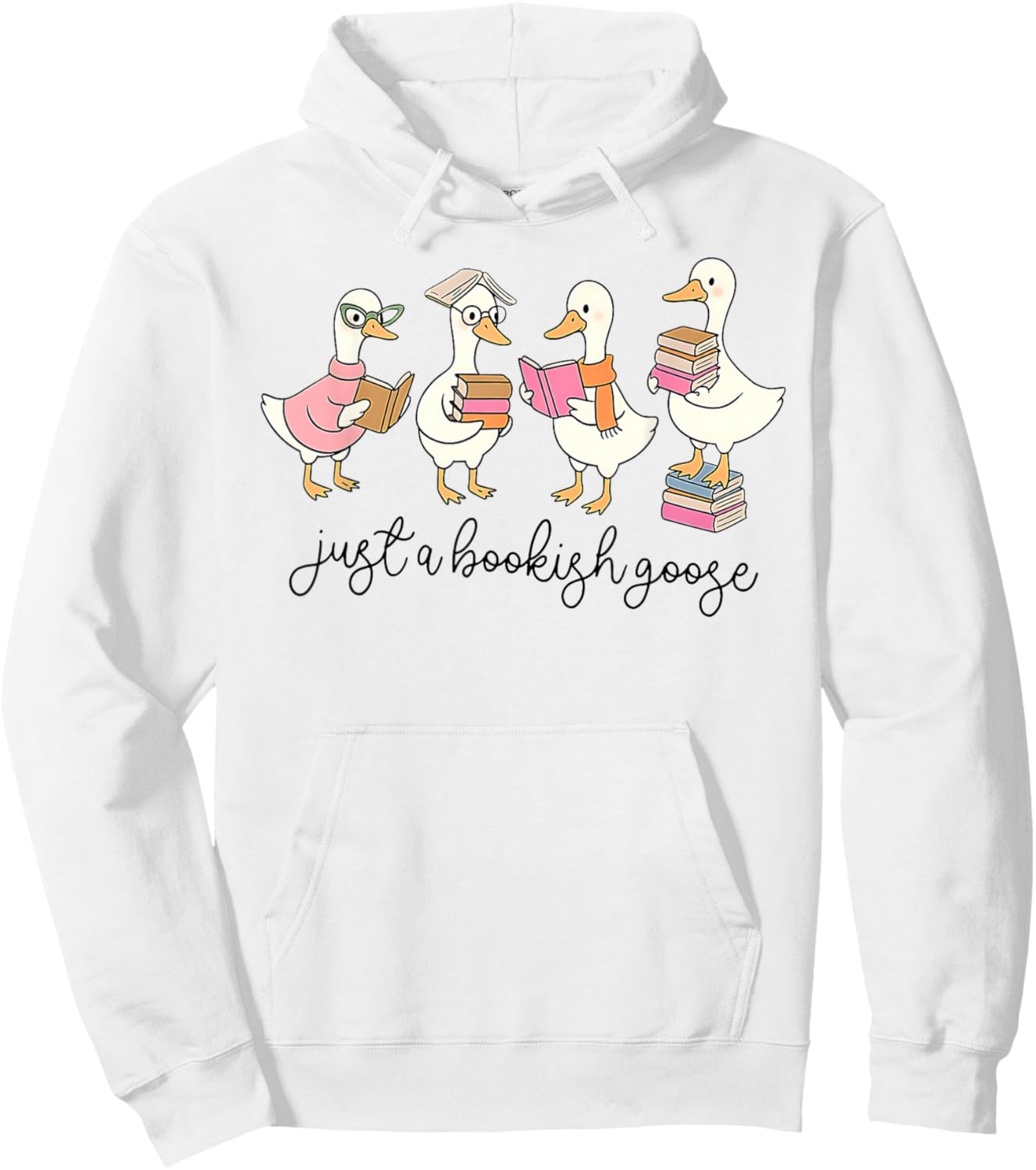 Just a Bookish Goose, Funny Halloween Fall Autum Book Lover Hoodie - Hoodie | White