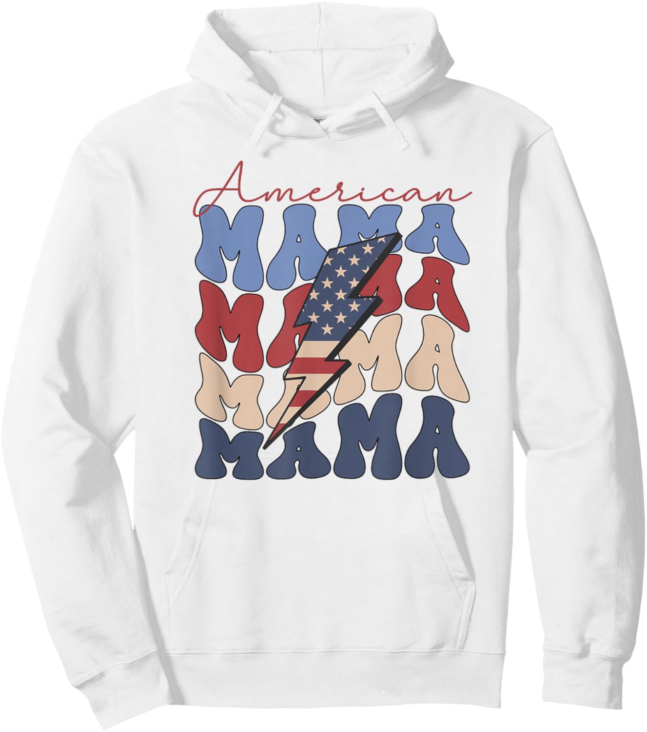 American Mama, 4th Of July, Fourth of July, Patriotic, USA Men Hoodie - Hoodie | White