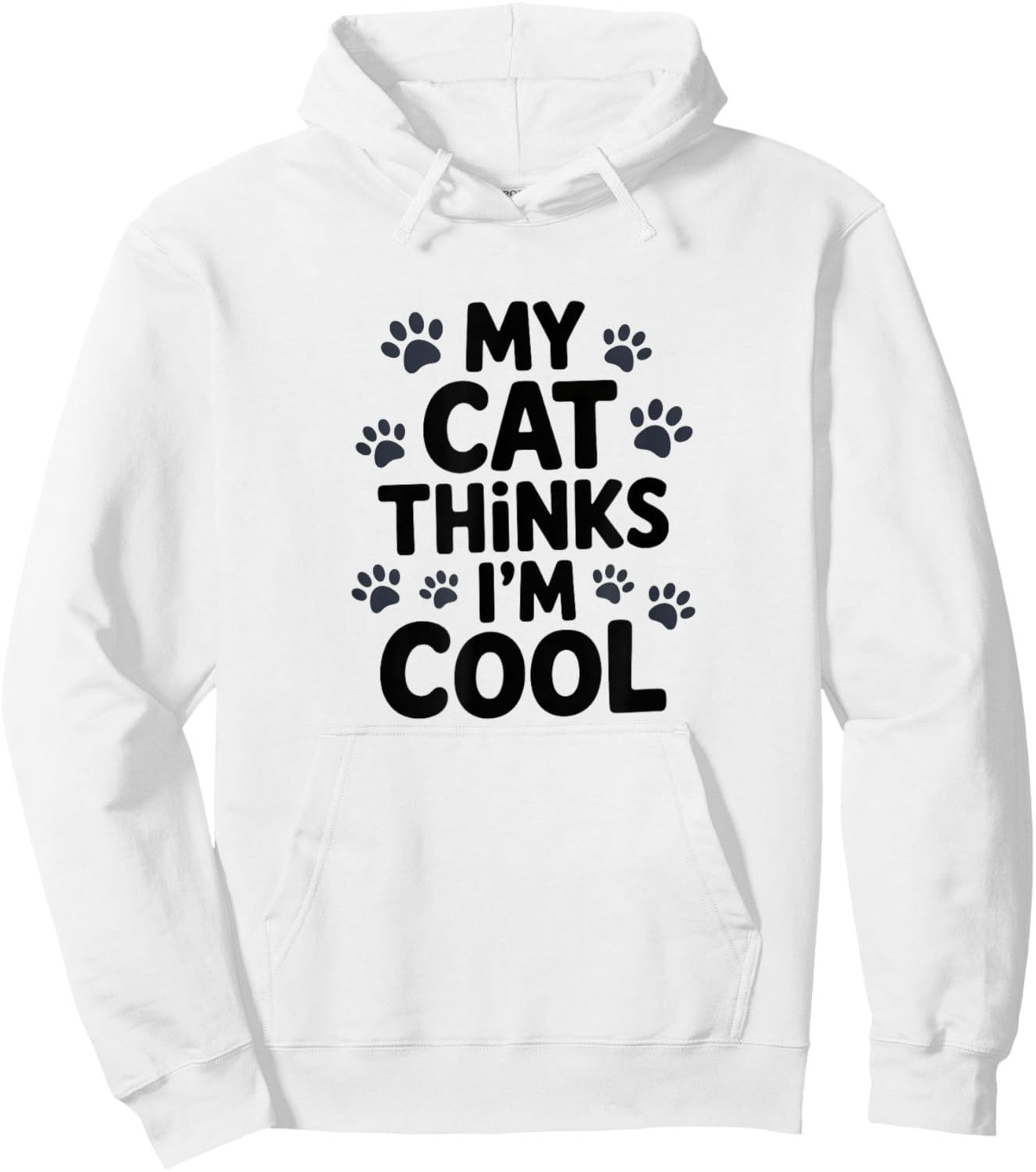 My Cat Thinks I'm Cool, Paw Prints Hoodie - Hoodie | White