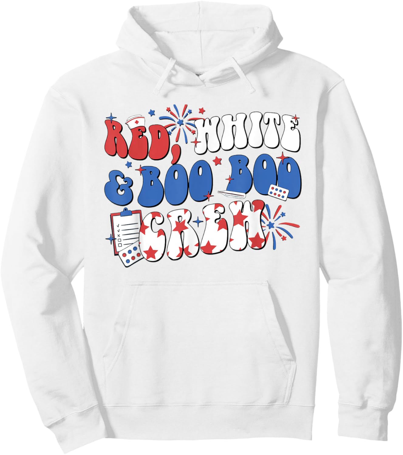 Retro Red White Boo Boo Crew 4th Of July Nurse Otho Tech Men Hoodie - Hoodie | White