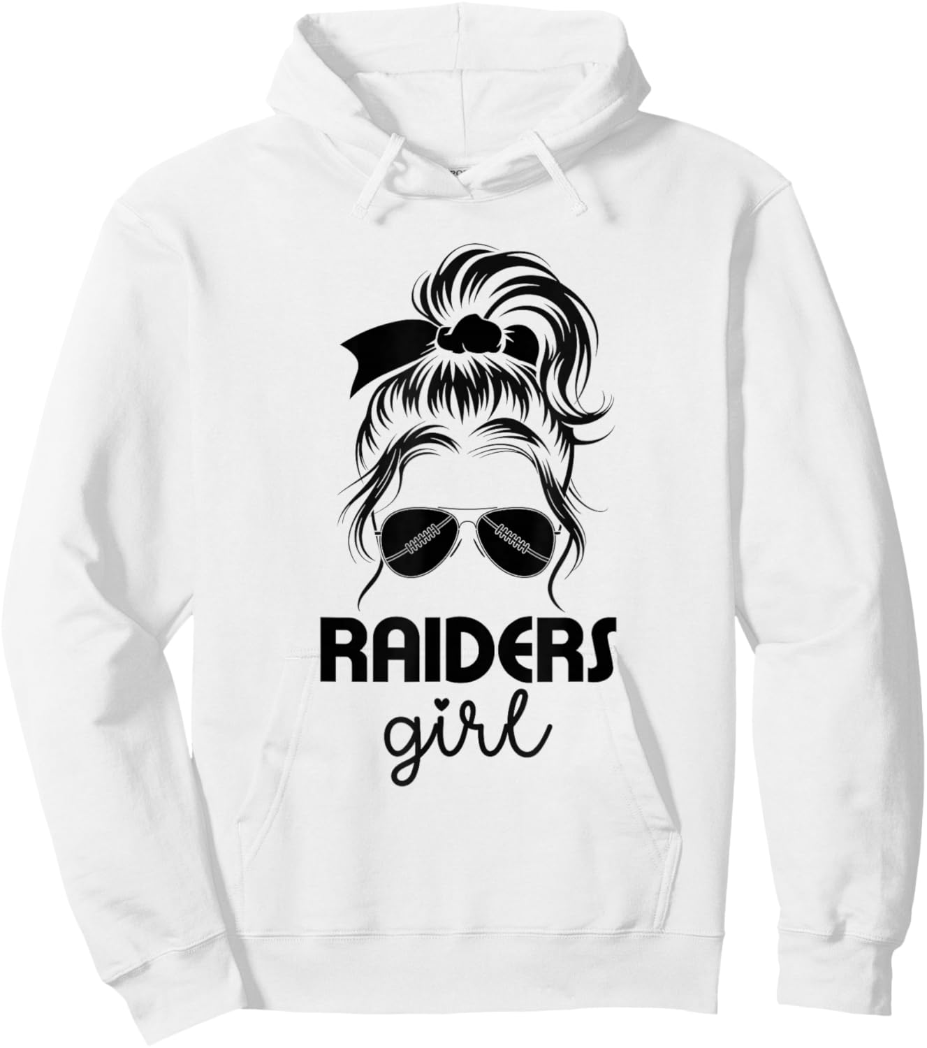 Raiders Girl Messy Bun - Love Raiders Hoodie - Hoodie | White