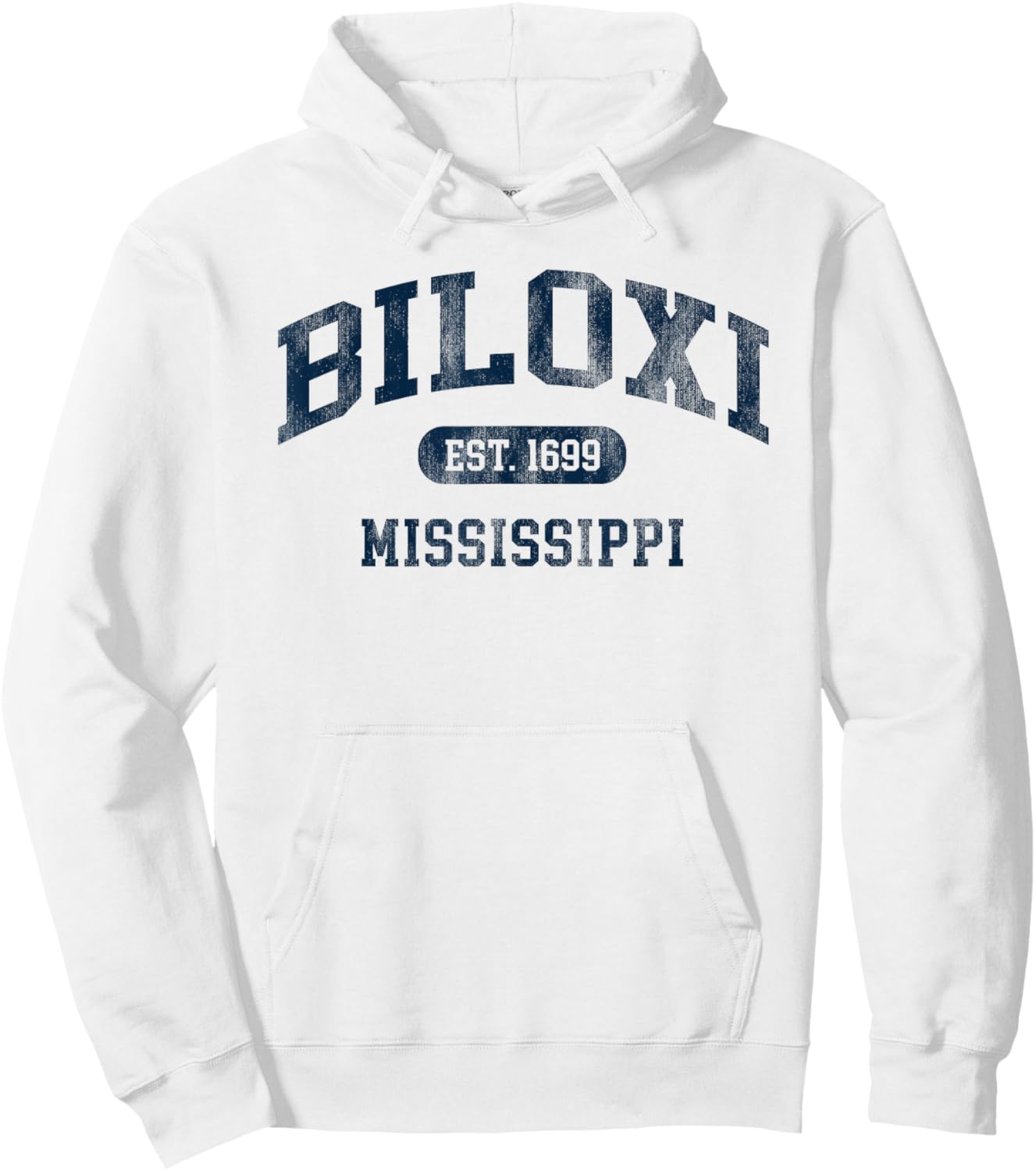 Biloxi Mississippi Est 1699 Retro Preppy Throwback Souvenir Hoodie - Hoodie | White
