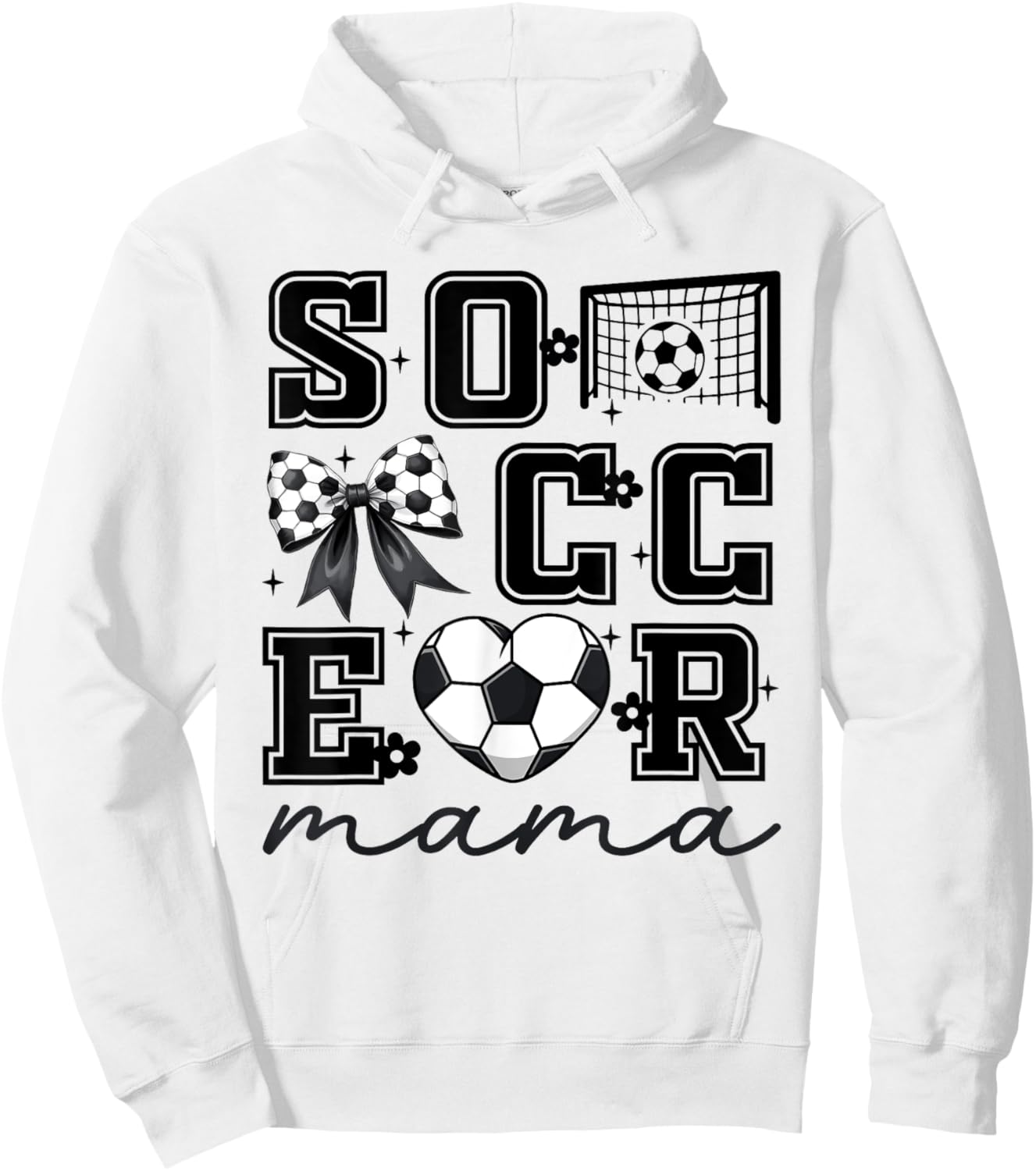 Soccer Mama Coquette Bow Funny Soccer Cheer Mama Hoodie - Hoodie | White