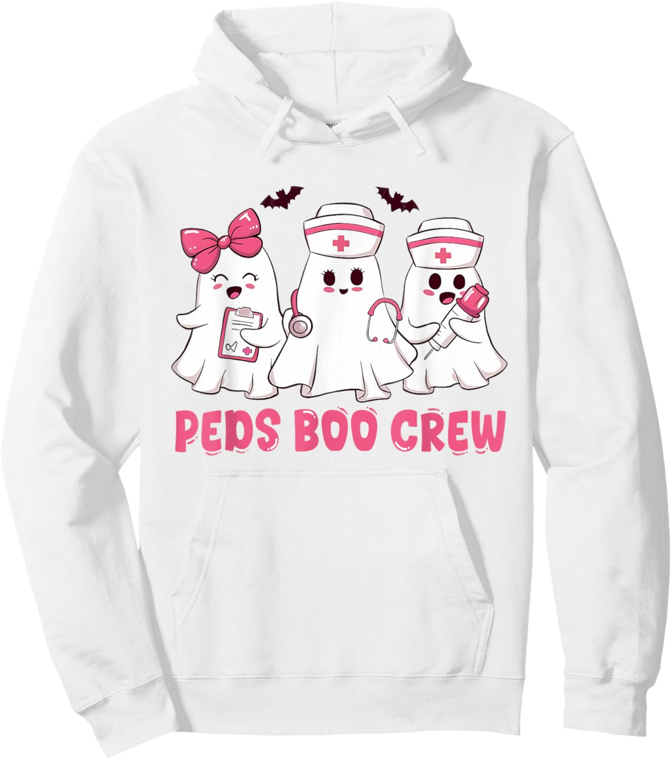 Pediatric Nurse shirt Halloween Peds Boo Crew Halloween Hoodie - Hoodie | White