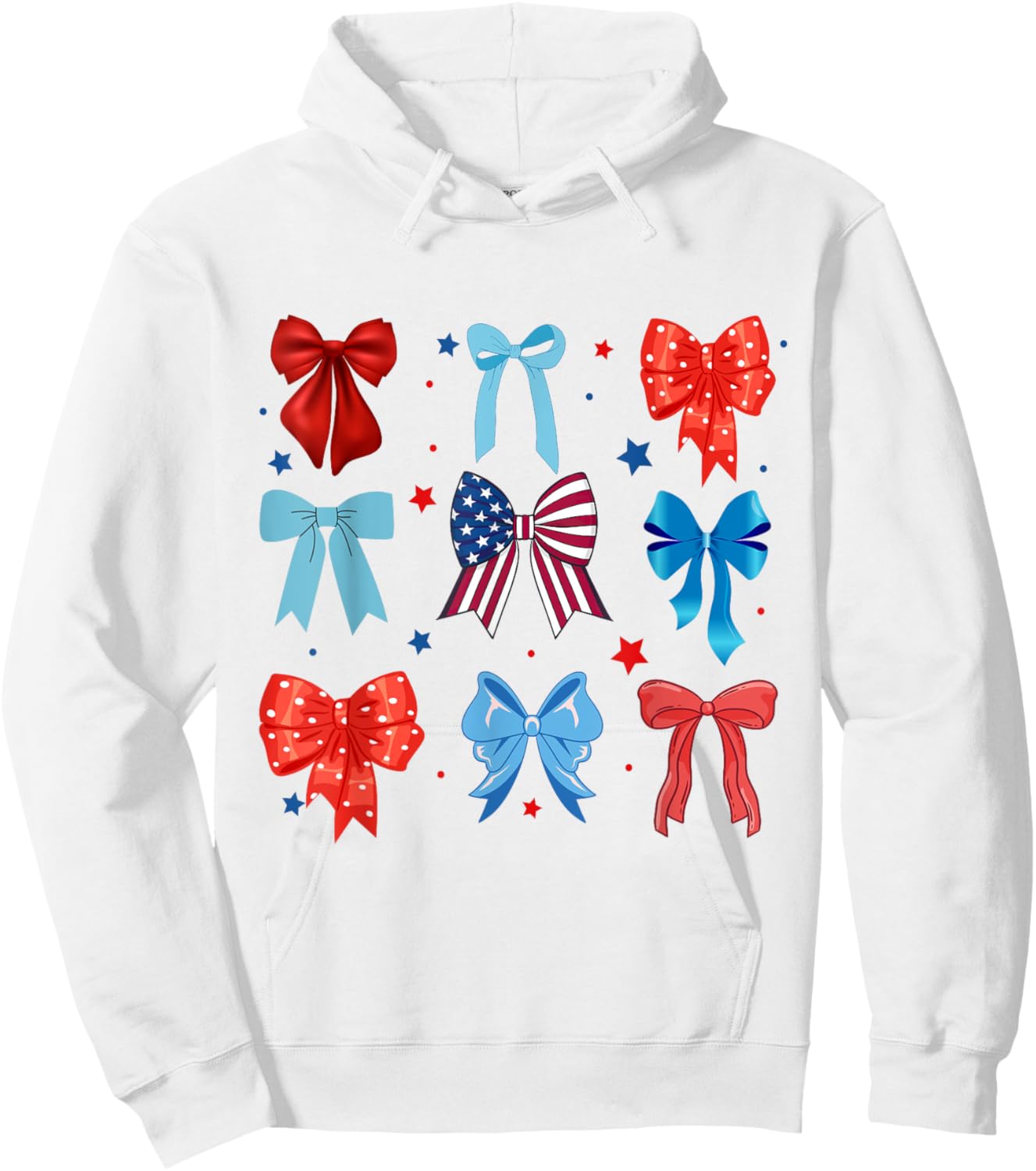 Coquette Bows 4th Of July Patriotic Bows American Flag Hoodie - Hoodie | White