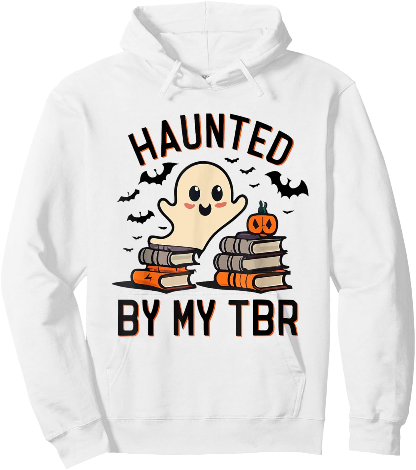 Funny Haunted by My TBR Boo Halloween Book Hoodie - Hoodie | White