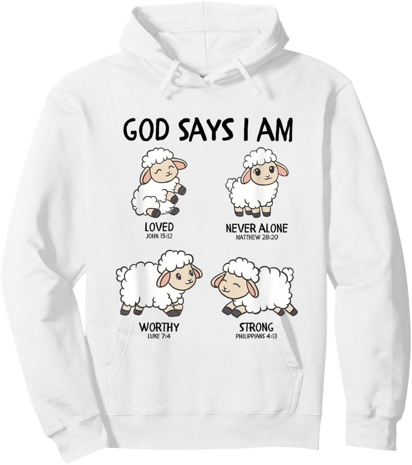 God Says I Am Sheep Toddler Kids Farm Bible Verse Hoodie - Hoodie | White