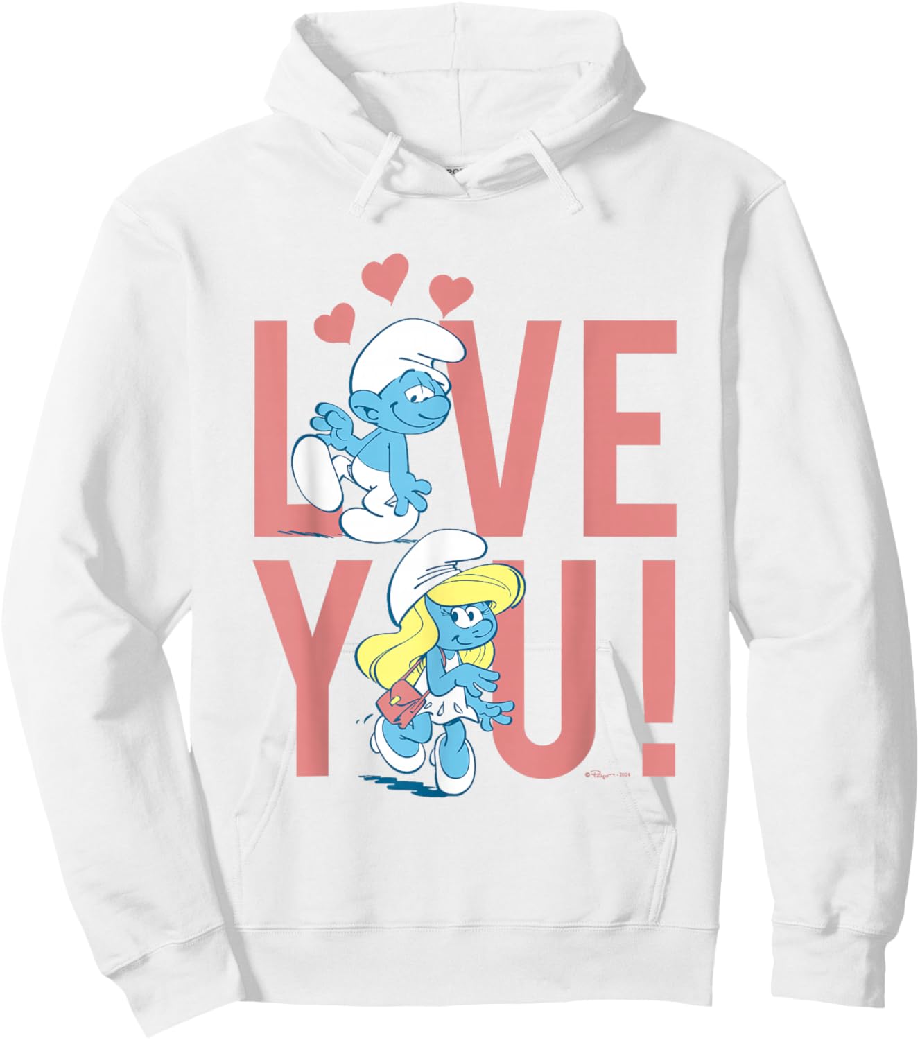 The Smurfs Valentine's Day Love You! Smurfs In Love Big Logo Hoodie - Hoodie | White