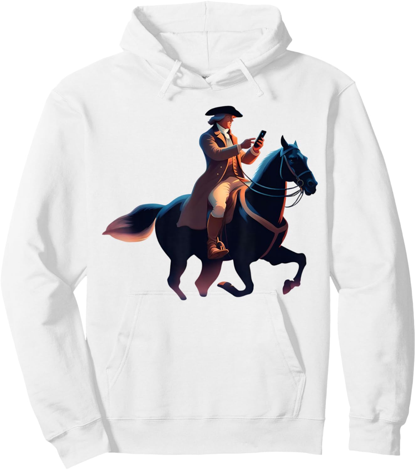 Paul Revere Texting On His Famous Ride Hoodie - Hoodie | White