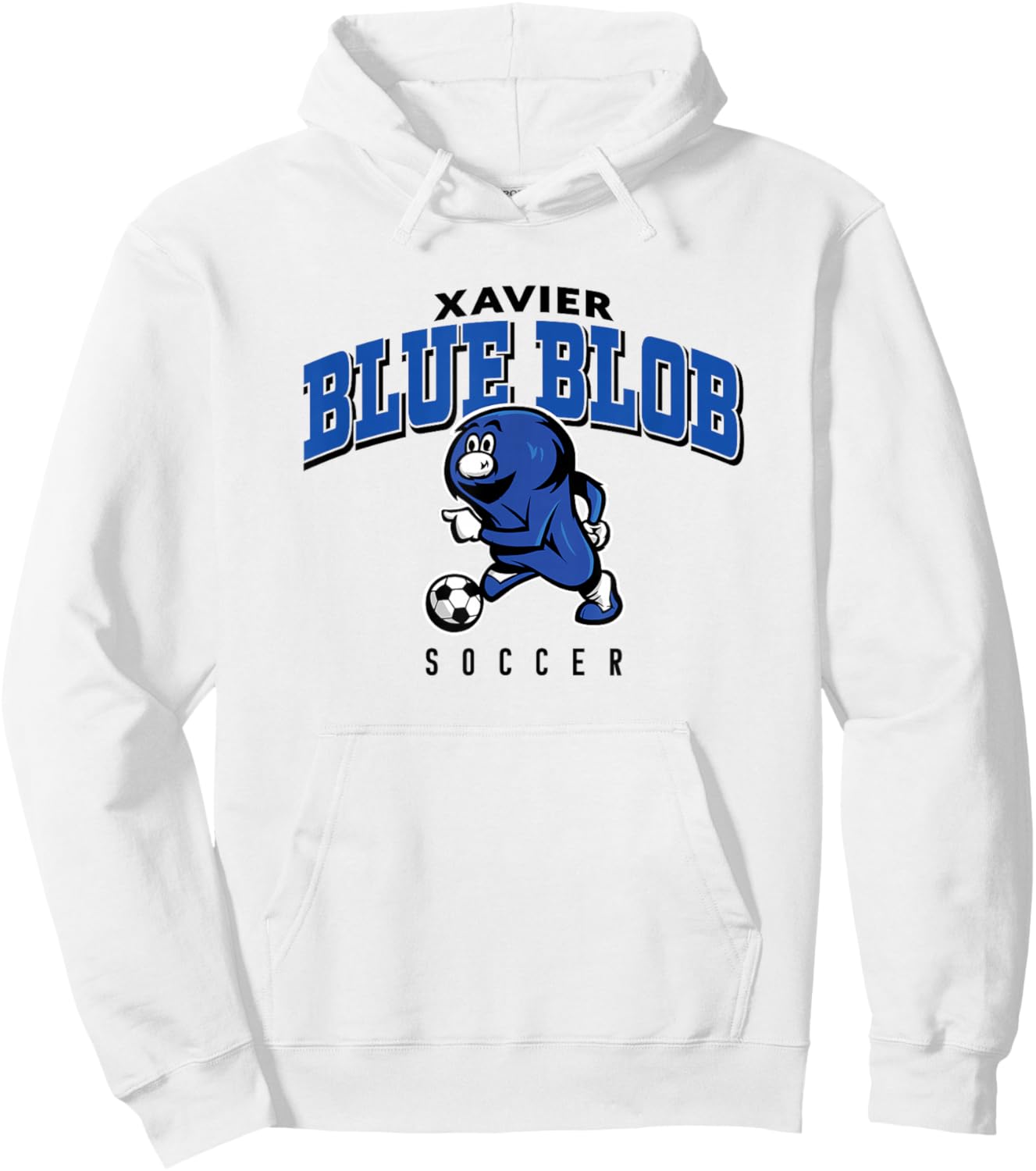 Xavier University Musketeers Blue Blob Soccer Arched Hoodie - Hoodie | White