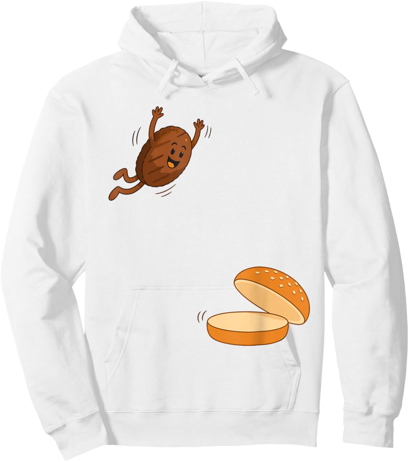 Burger Jumping Into Bun Funny Fast Food Joke Boys Youth Kids Hoodie - Hoodie | White