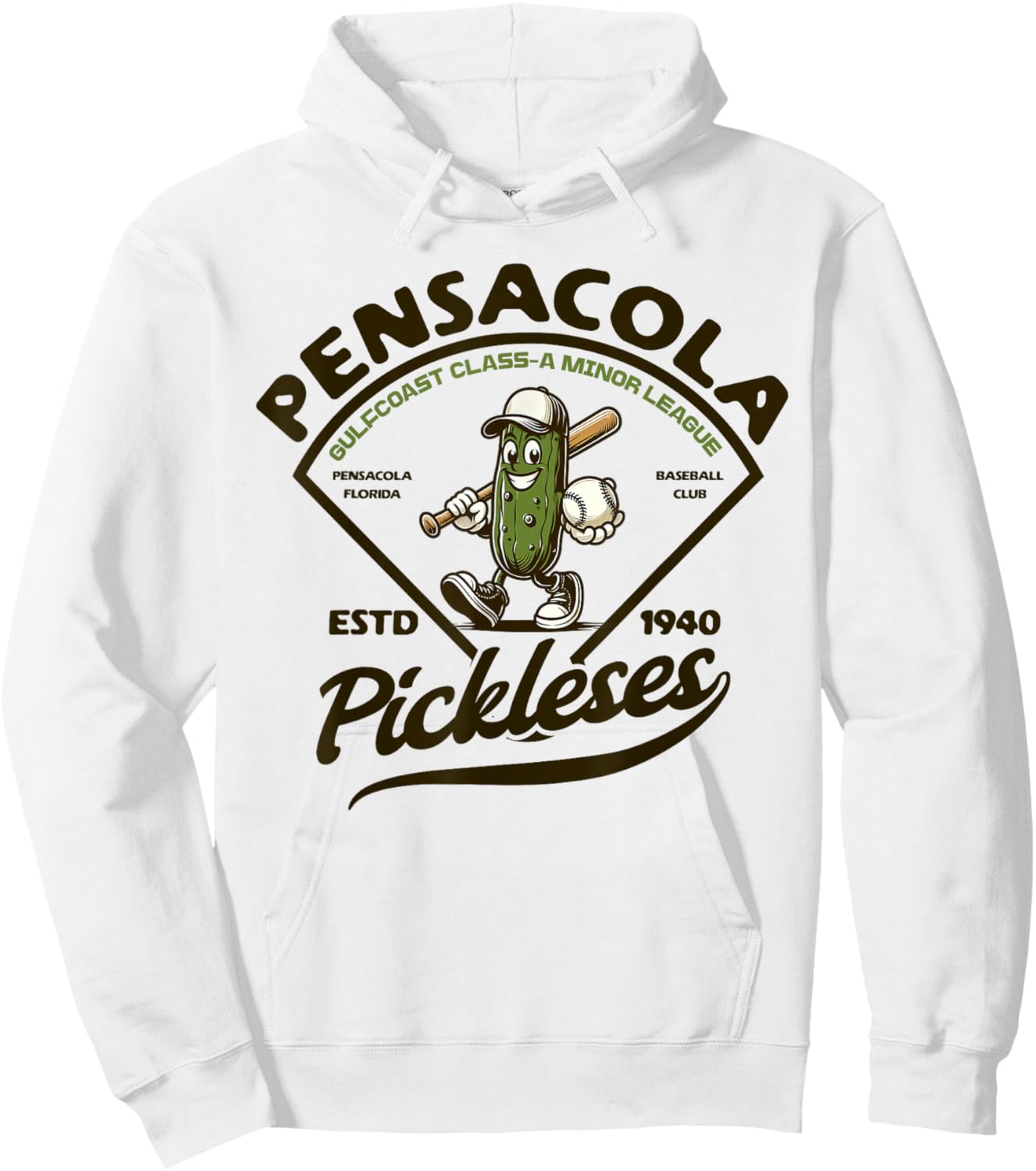 Pensacola Pickles Minor League Retro Baseball Club Hoodie - Hoodie | White