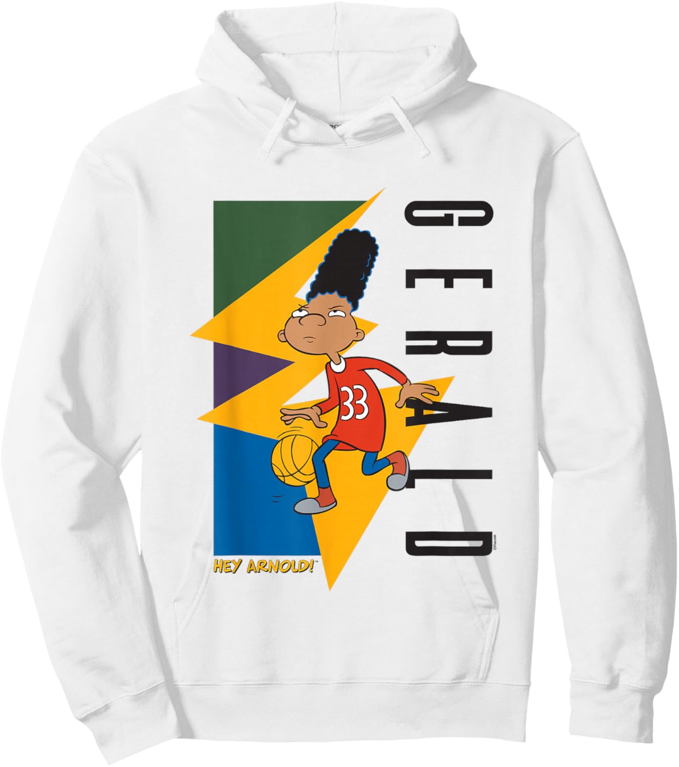 Hey Arnold! Iconic Gerald Playing 90's Vibe Big Chest Poster Hoodie - Hoodie | White