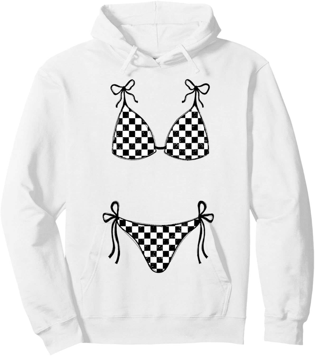 Bikini Checkered Summer Vacation Girls Trip Funny Beach Hoodie - Hoodie | White