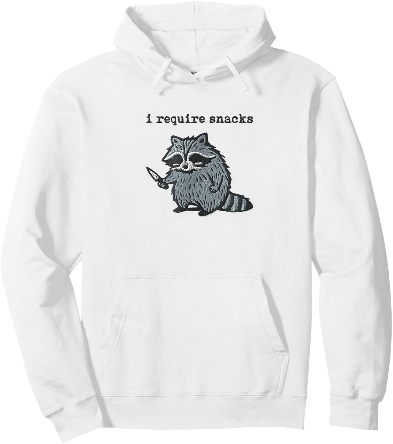 i Require Snacks Raccoon Hoodie - Hoodie | White