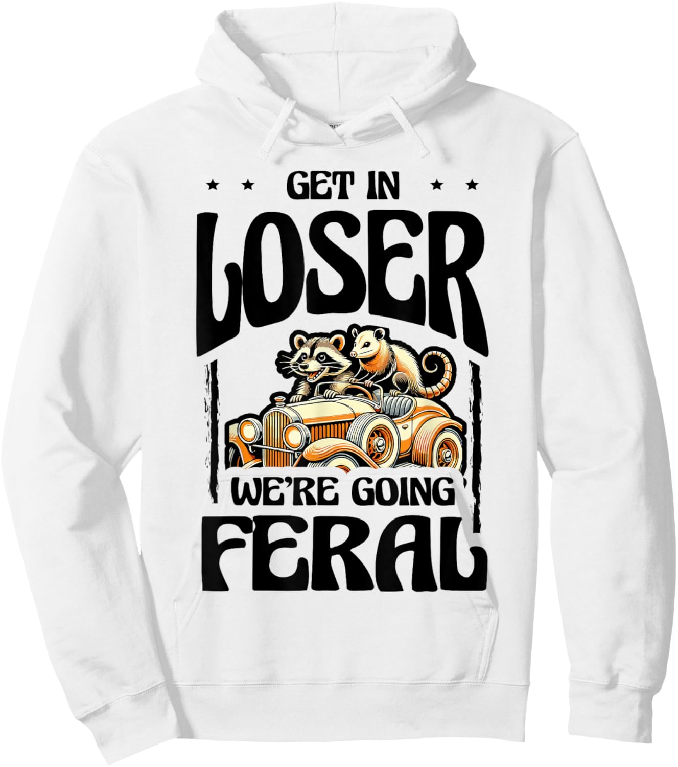 Feral Raccoon Girl Vintage Meme Summer Day Halloween Hoodie - Hoodie | White