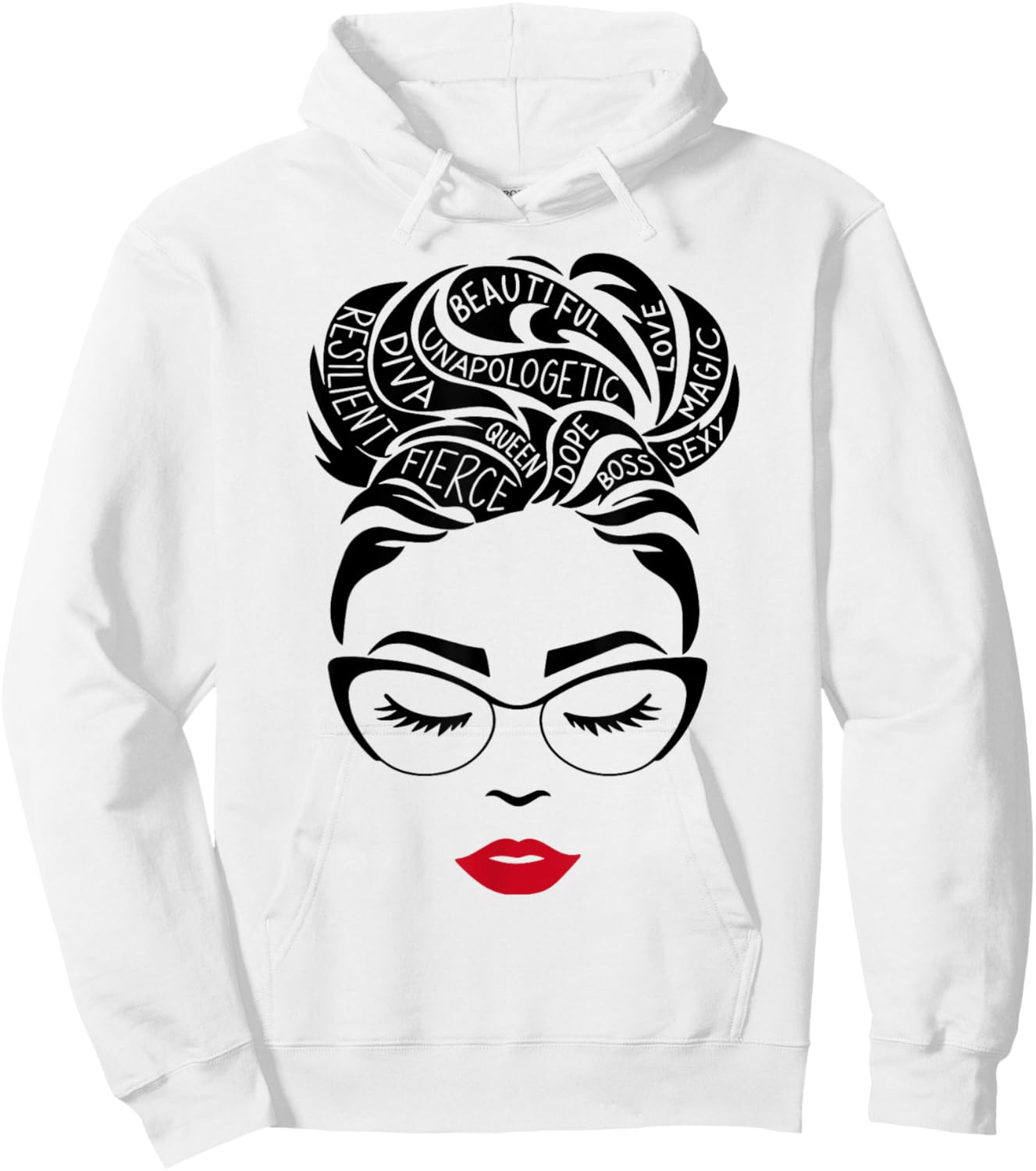 Messy Bun Queen Melanin Black Women African Black History Hoodie - Hoodie | White