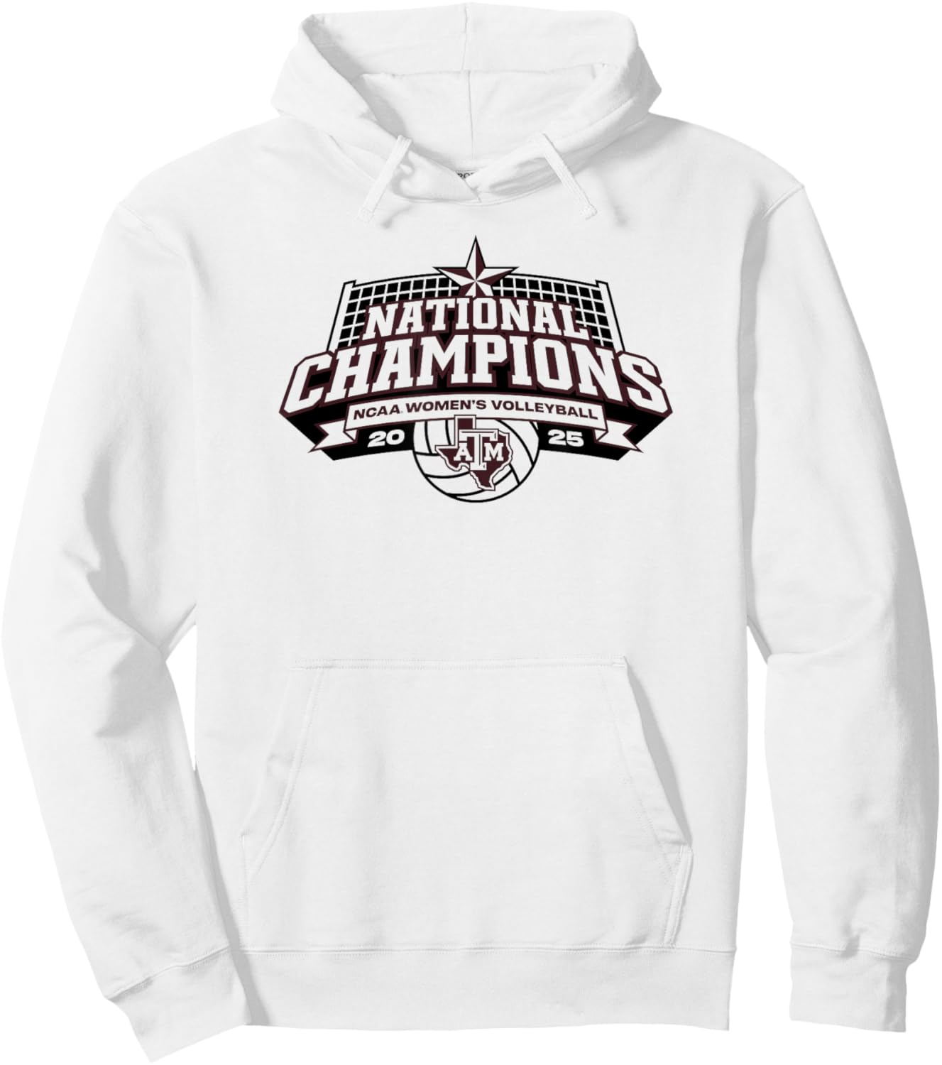 Texas A&M Aggies National Champs 2025 Volleyball Icon White Hoodie - Hoodie | White