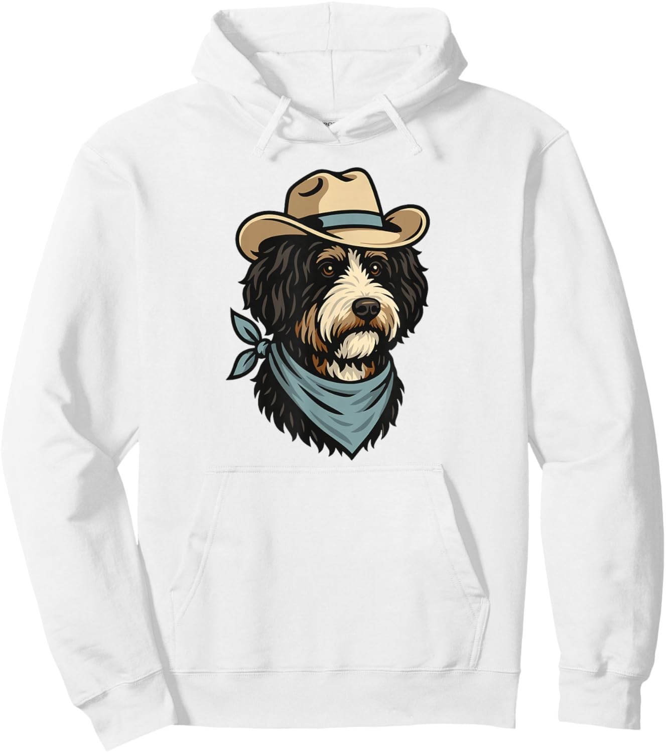 Funny Vintage Cowboy Bernedoodle Drawing Cute Berne Doodle Hoodie - Hoodie | White
