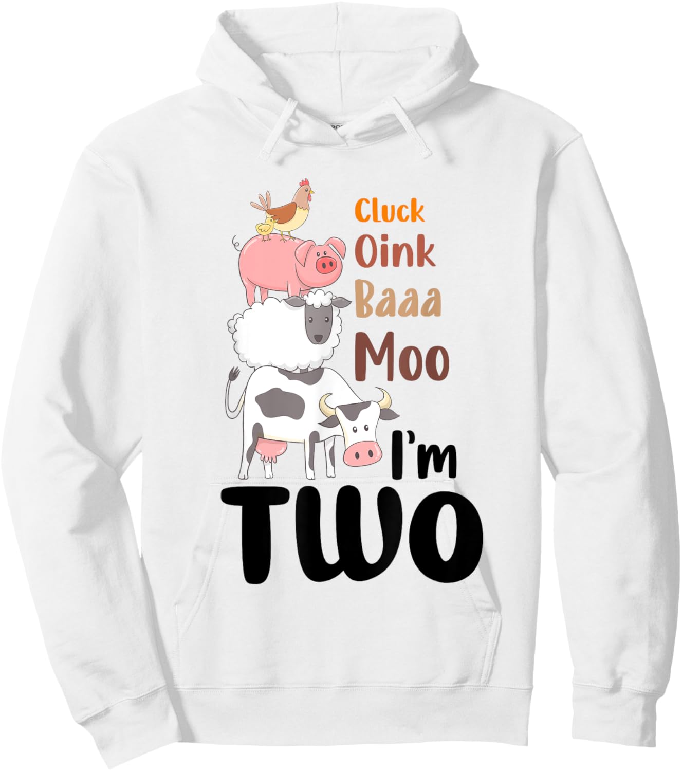 Oink Baa Moo Im 2 Birthday Two Year Old Farm Theme 2nd Bday Hoodie - Hoodie | White