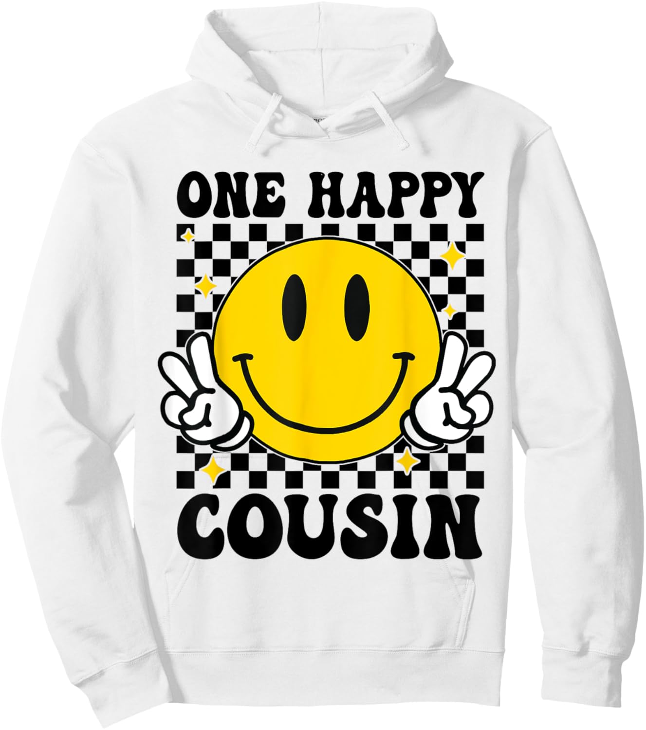One Happy Dude Cousin happy face 1st Birthday Family Hoodie - Hoodie | White