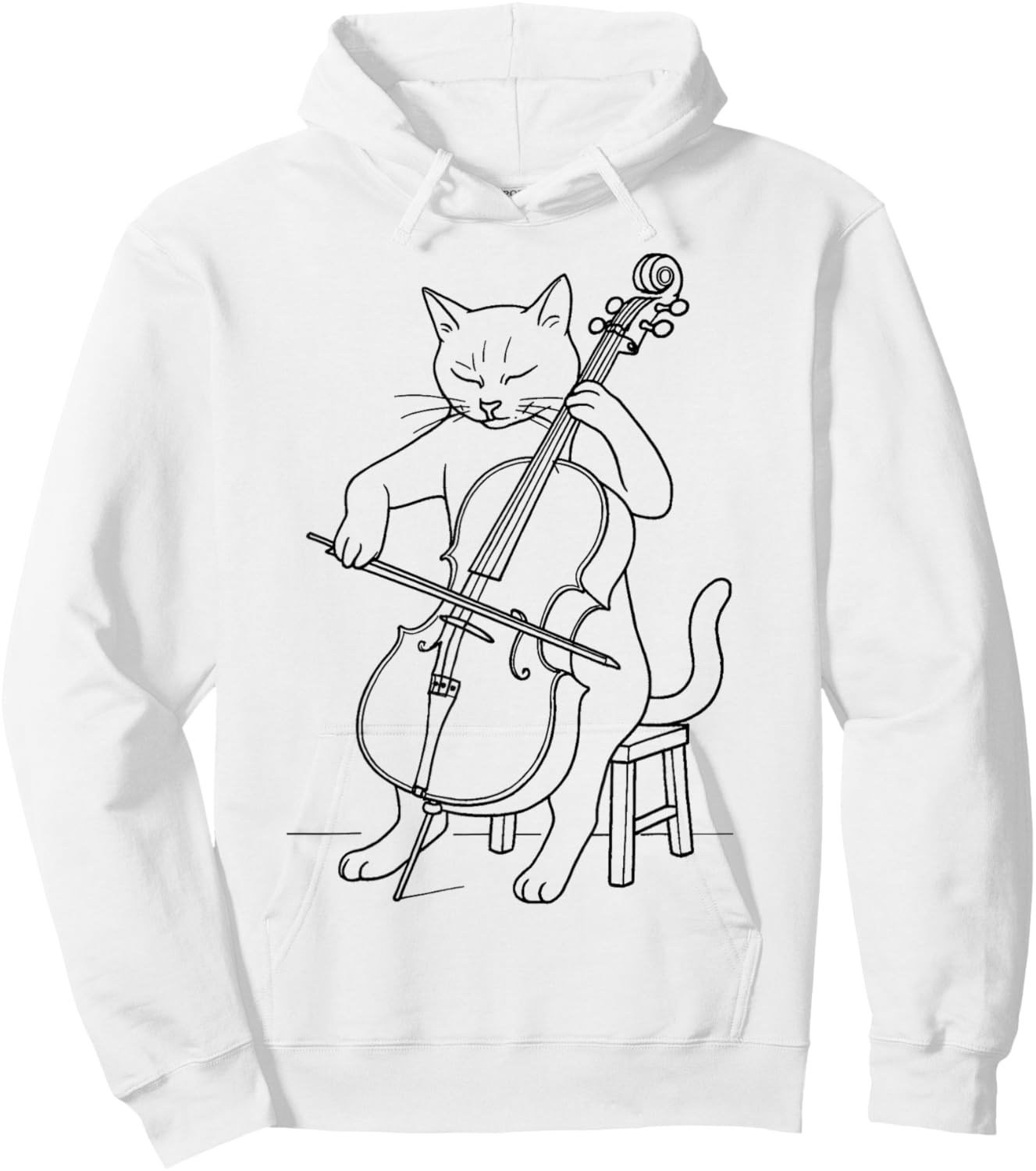 Funny Cat Playing Cello Musician Music Musical Instrument Hoodie - Hoodie | White