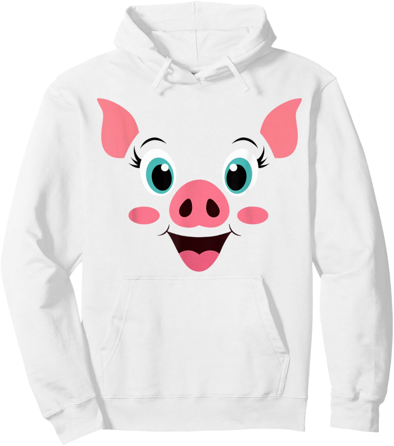 Pig Costume Cute Rubber Pig Face Halloween Men Women Kids Hoodie - Hoodie | White