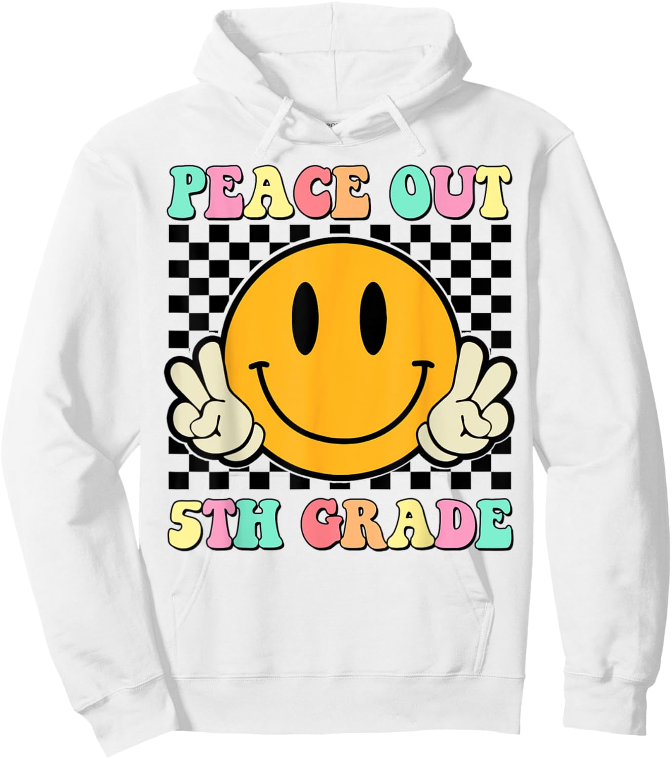 Peace Out 5th Grade Teacher Retro Smile Last Day Of School Hoodie - Hoodie | White