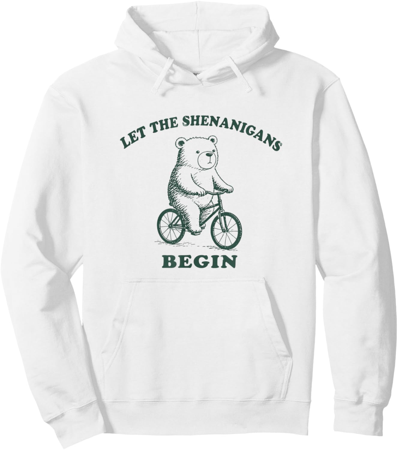 Let The Shenanigans Begin Funny Bear On Bike Cyclist Gift Hoodie - Hoodie | White