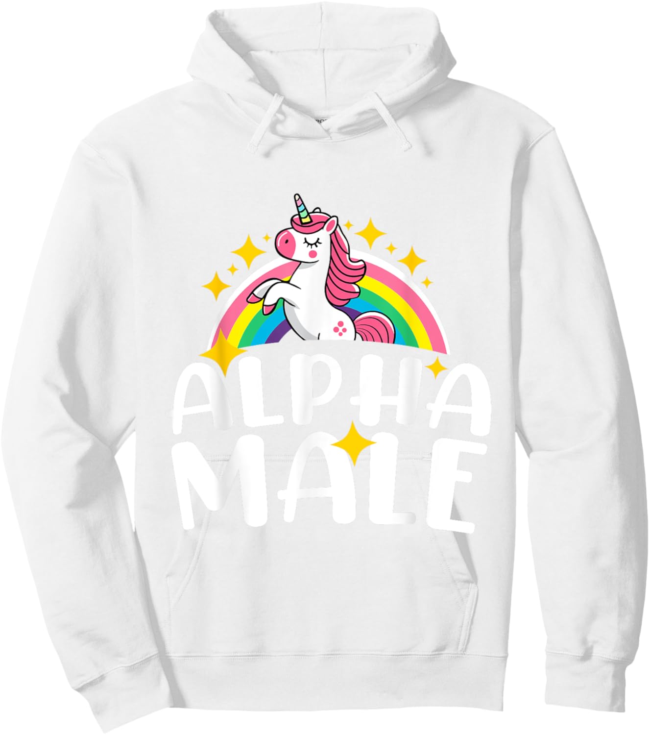 Alpha Male Unicorn Rainbow Funny Humor Sarcastic Hilarious Hoodie - Hoodie | White