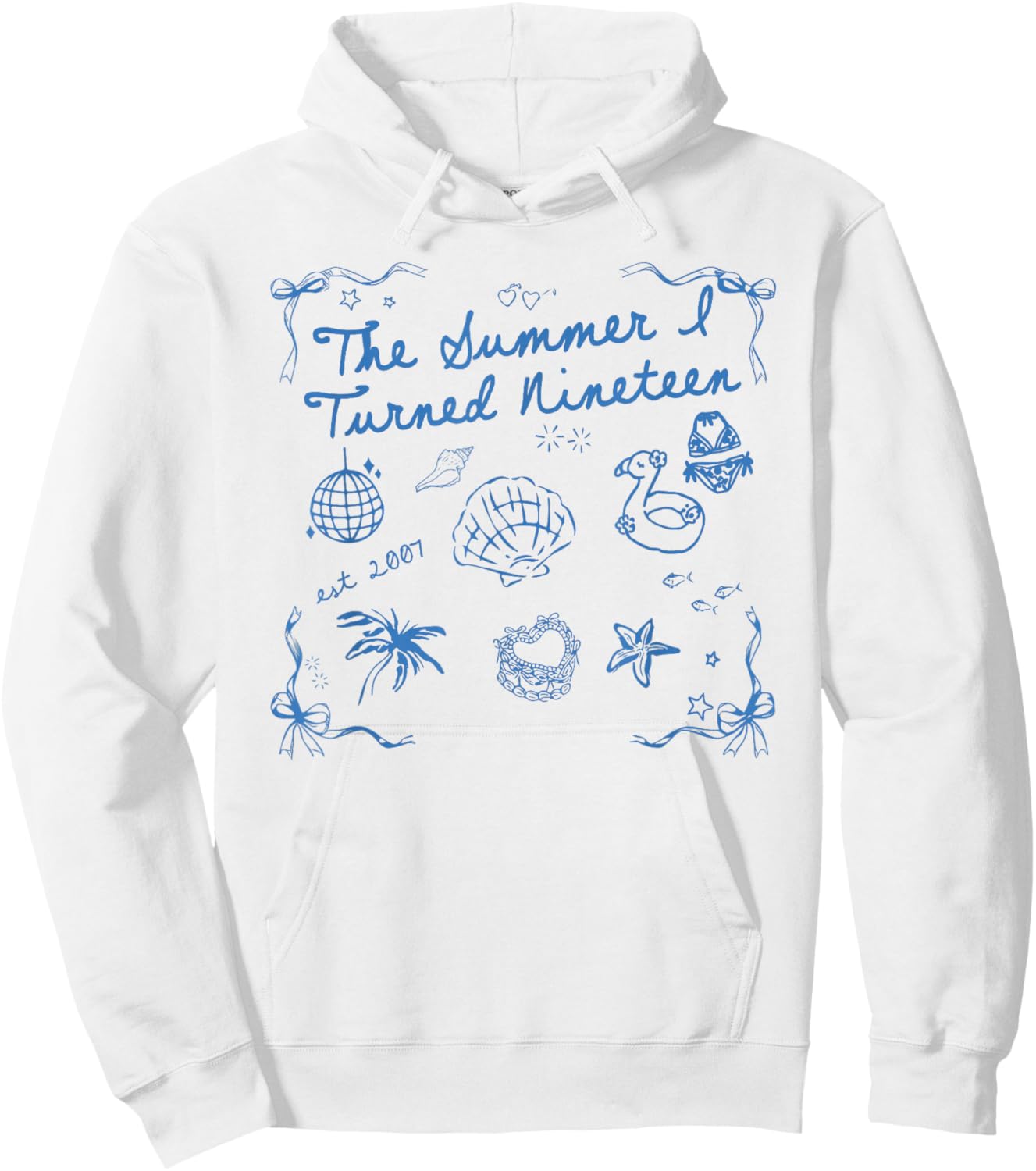 Summer I Turned Nineteen Year Old Est 2007 19th Birthday Hoodie - Hoodie | White