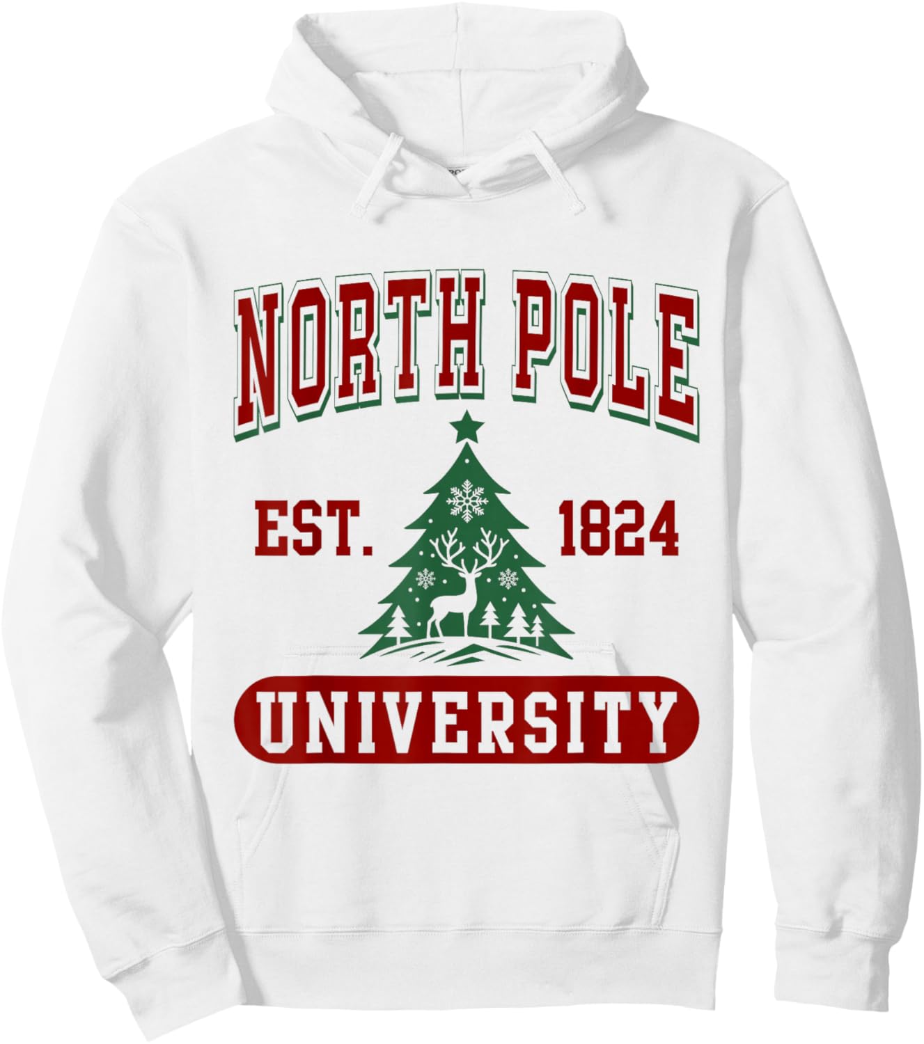 North Pole University Funny Christmas Hoodie - Hoodie | White