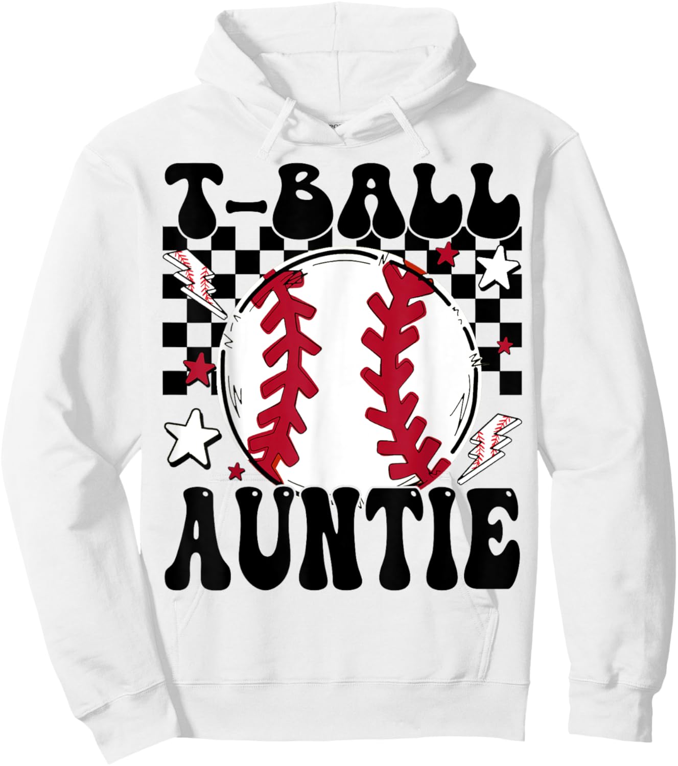 T-Ball Auntie Proud Ball Auntie Groovy Family Matching Hoodie - Hoodie | White