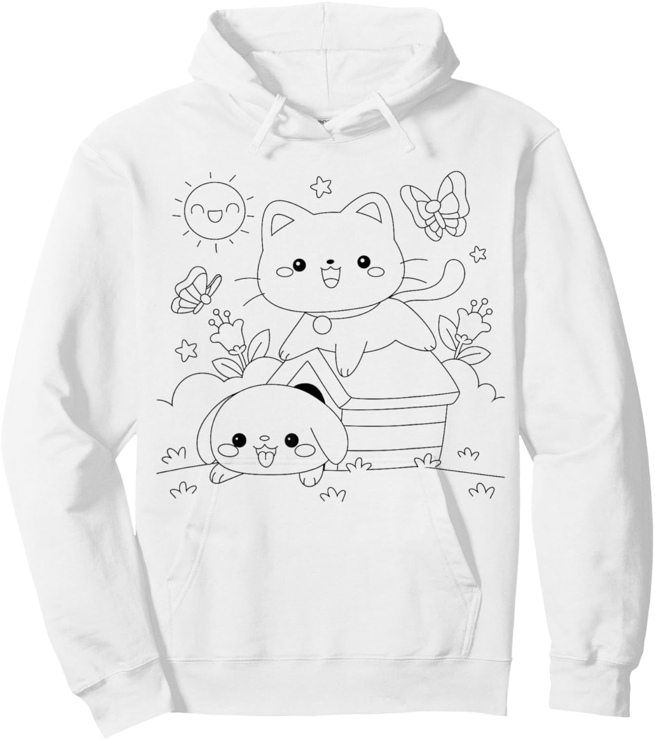 Cat with dog to paint and color Hoodie - Hoodie | White