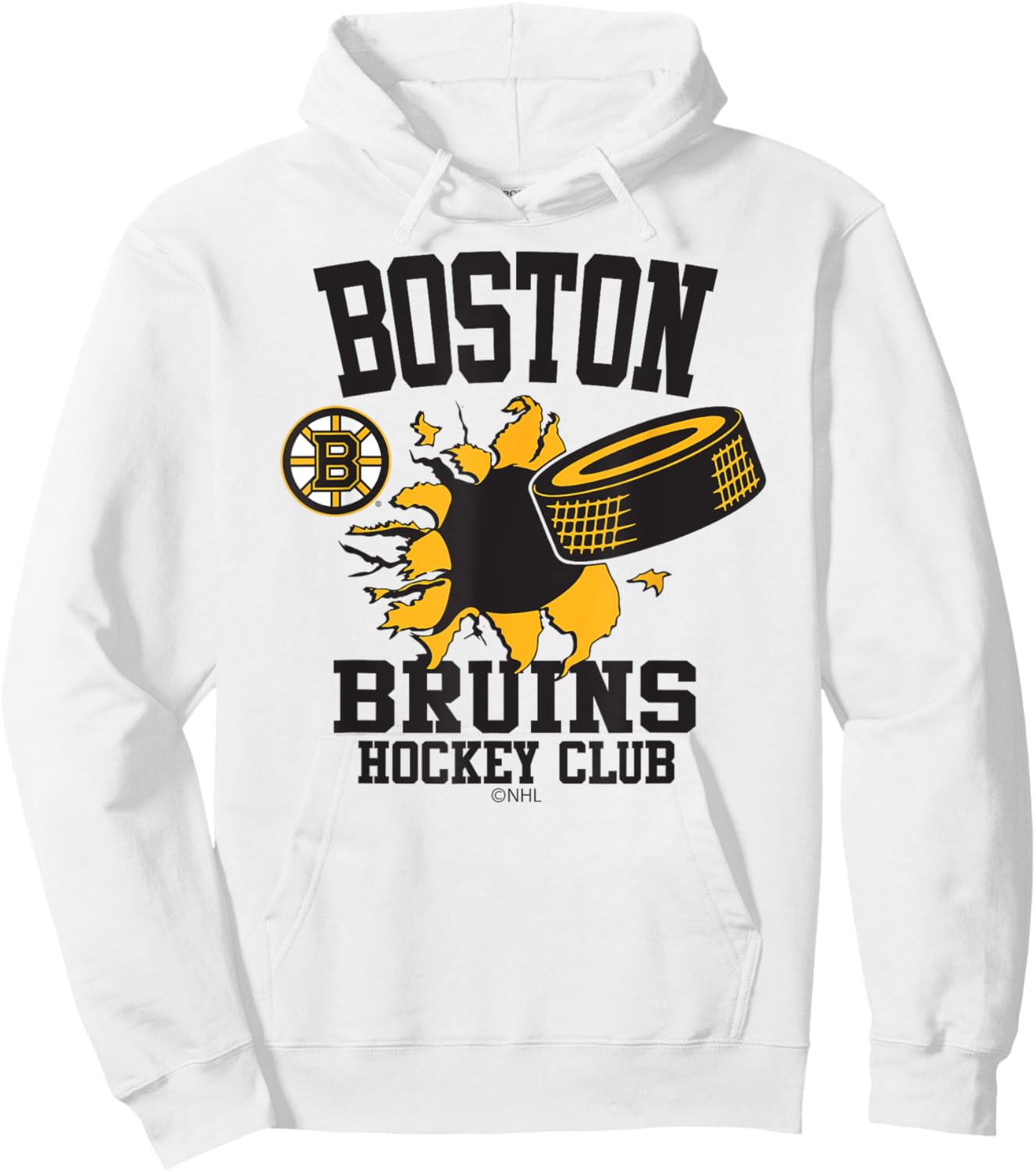 Boston Bruins Hockey Puck Burst Gray Officially Licensed Hoodie - Hoodie | White