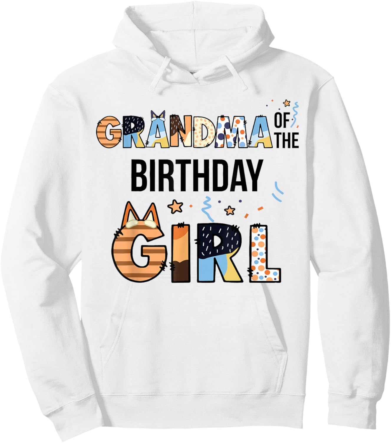 Grandma of The Birthday Girl Party Blue Dog Lover Matching Hoodie - Hoodie | White