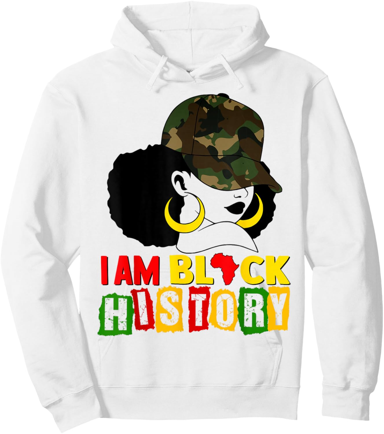 I am Black History Black Woman Camo Melanin Black History Hoodie - Hoodie | White