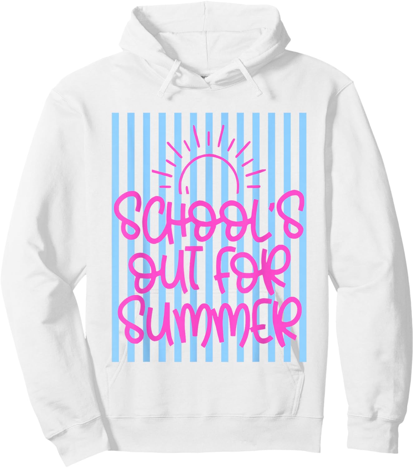 Striped School's Out for Summer Last Day of School Teacher Hoodie - Hoodie | White