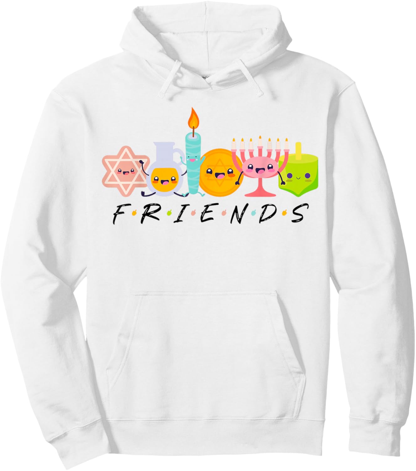 Hanukkah Friends Menorah Traditional Jewish Dreidel Chanukah Hoodie - Hoodie | White