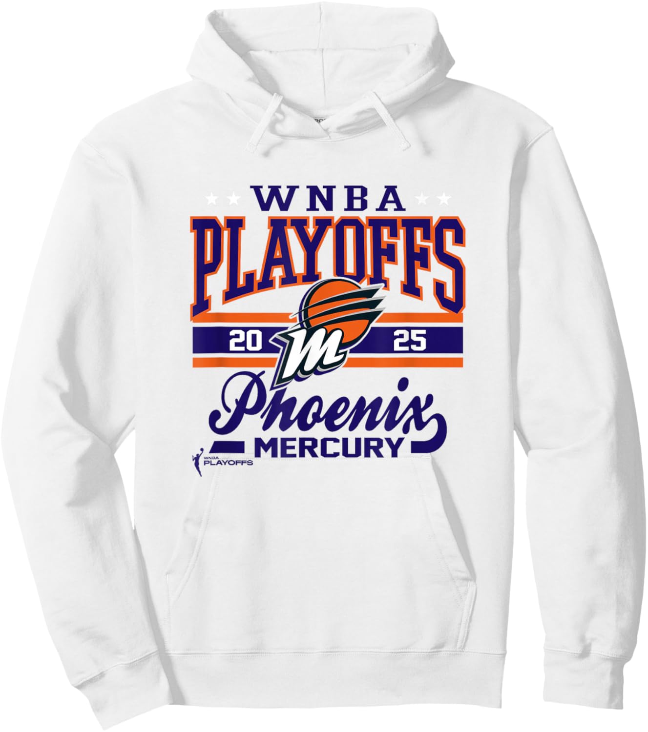 WNBA Official Phoenix Mercury 2025 Playoffs Time for Action Hoodie - Hoodie | White