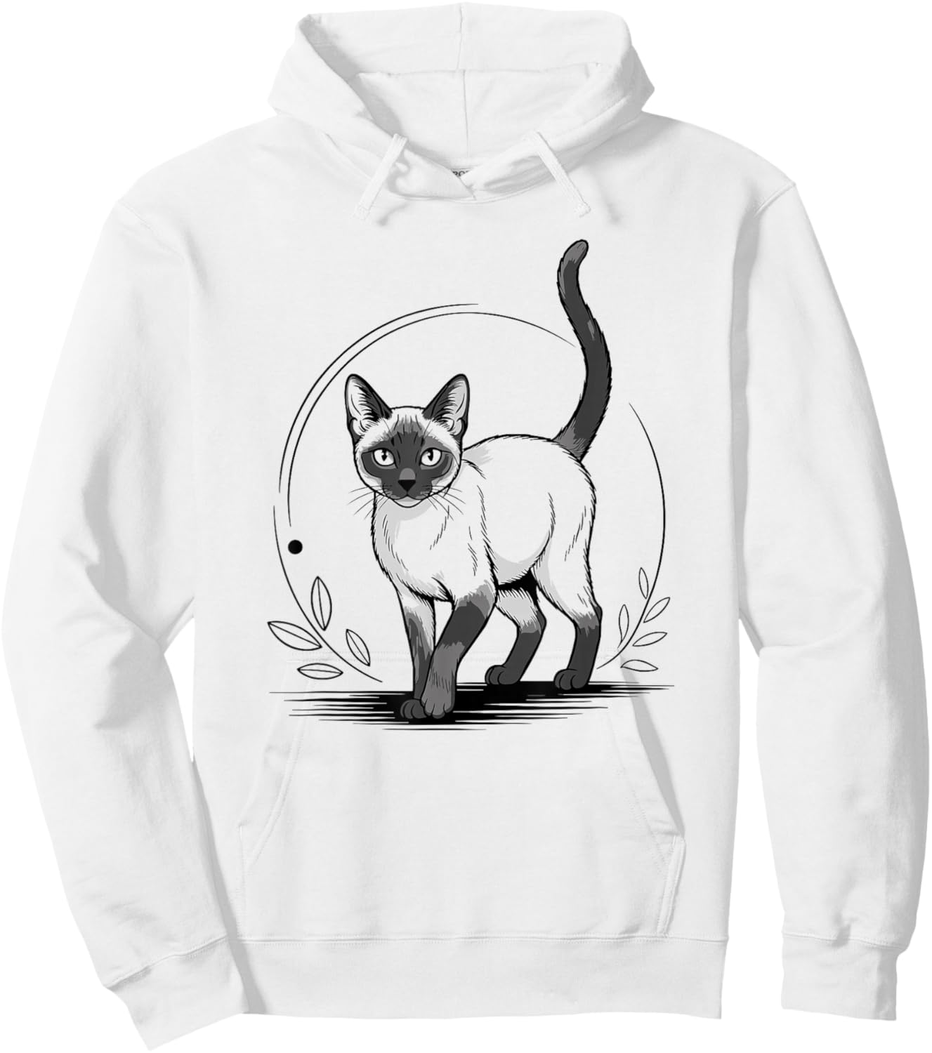 Line Art Siamese Minimalist Meezer Cat Hoodie - Hoodie | White