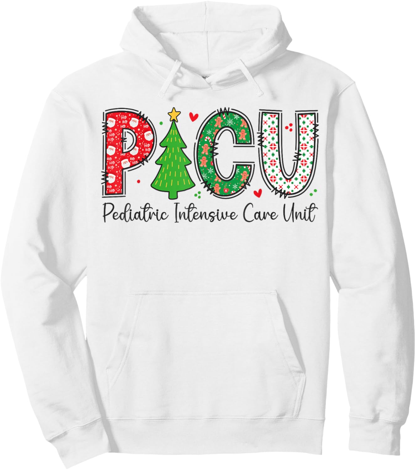 Christmas PICU Nurse - Xmas Pediatric ICU Nurse Appreciation Hoodie - Hoodie | White