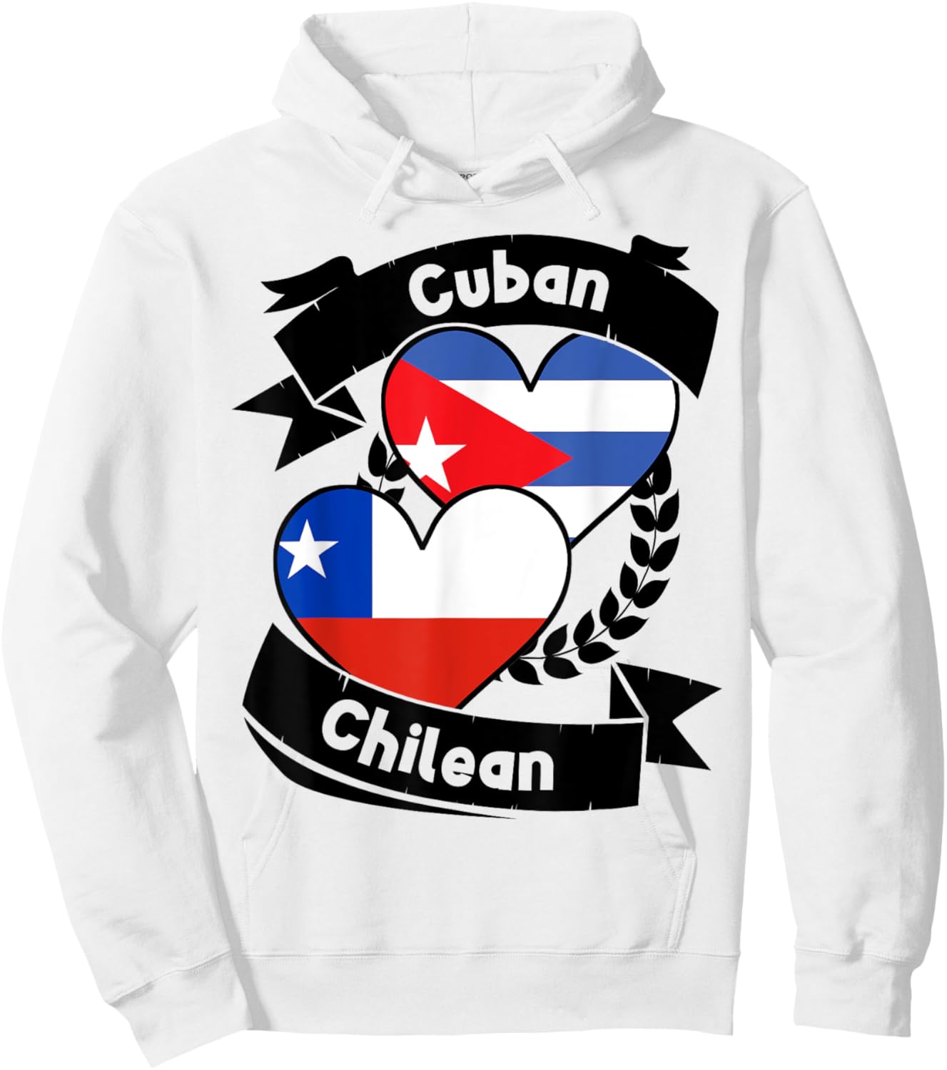 Cuban Chilean Heart Flags Cuba Chile Hoodie - Hoodie | White