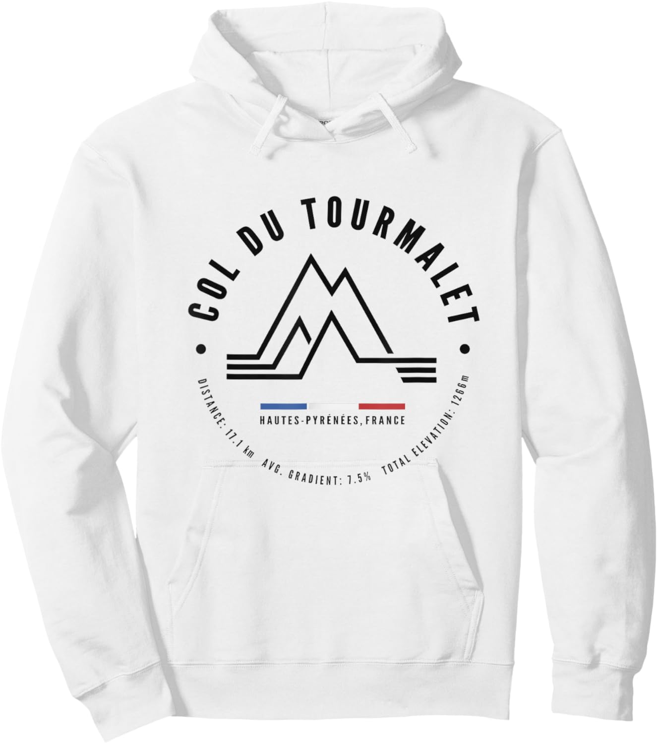 Col Du Tourmalet Mountain Pass France Cycling Racing Bike Hoodie - Hoodie | White