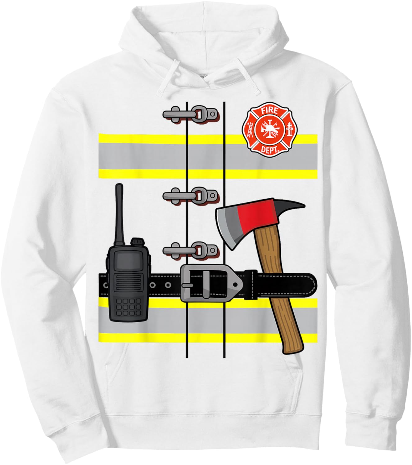 Firefighter Uniform Costume Halloween Fireman Hoodie - Hoodie | White