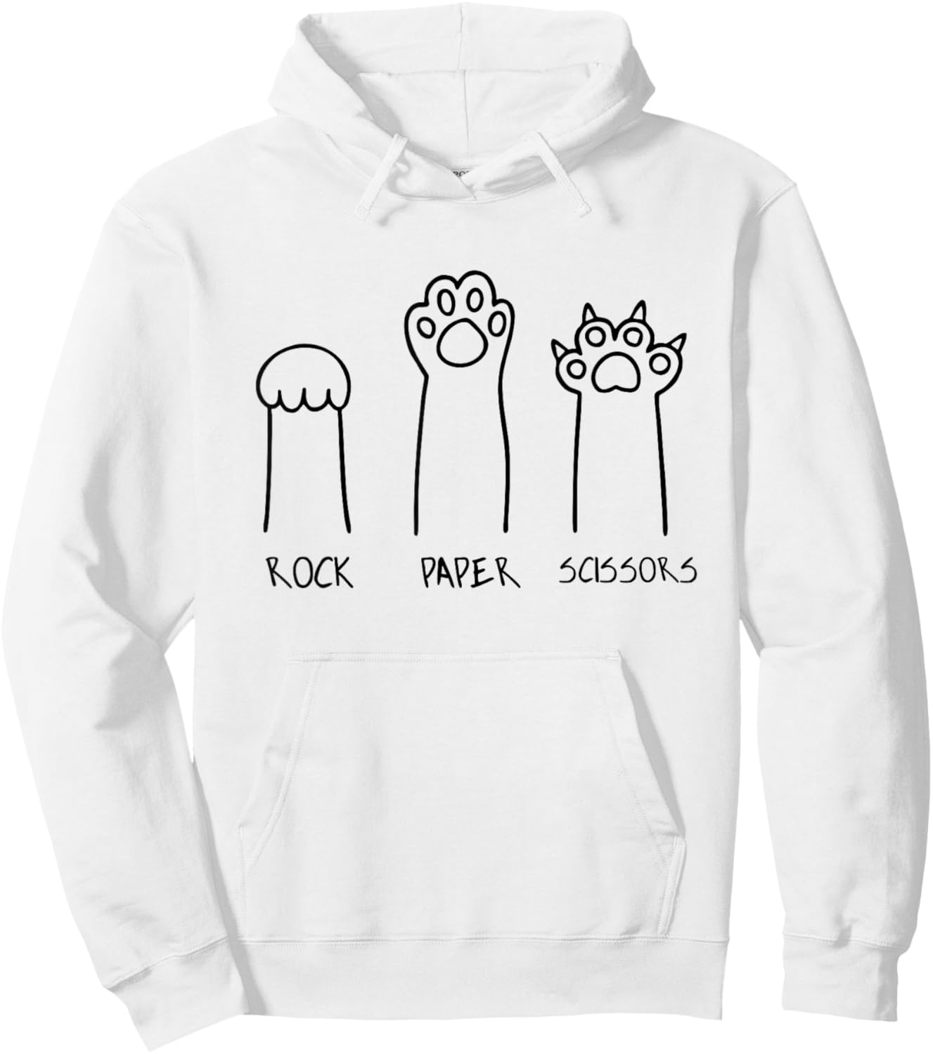 Rock Paper Scissors Hand Game Cute Paw Funny Cat Introvert Hoodie - Hoodie | White