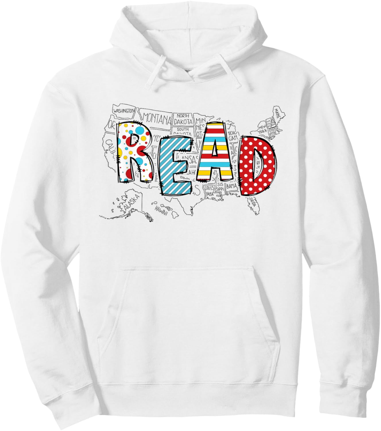 National Read America Red And White Stripe Animated Cat Hoodie - Hoodie | White