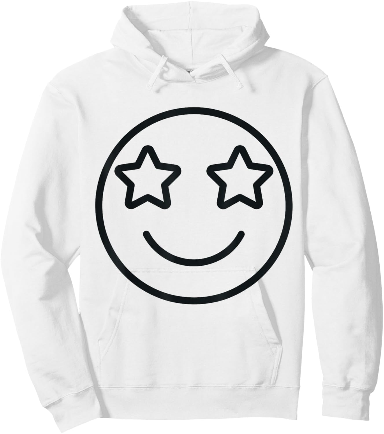 Funny Emoticon Star Eyes Smile Face Men Women Kids Humor Hoodie - Hoodie | White